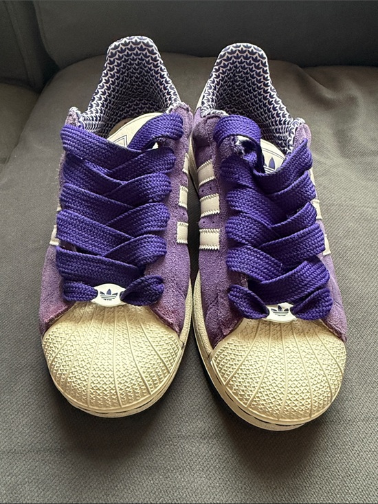 adidas Shoes - adidas Purple Superstar Suede Shell-Toe Sneakers with White Stripes